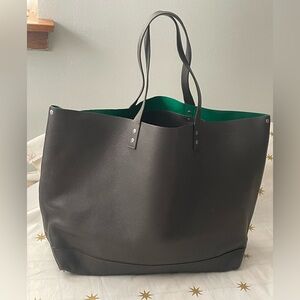 Jack Spade Leather Large Tote Bag - Dark Olive